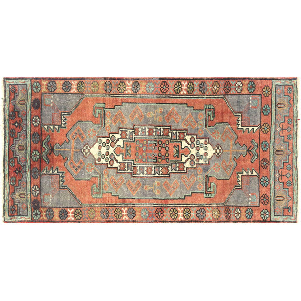 Nalbandian OneofaKind 1'9" X 3'7" 1960s Area Rug in Orange/Gray